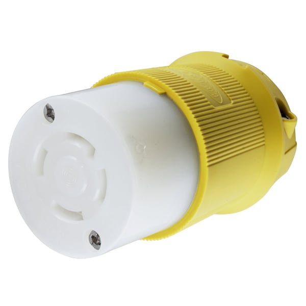 Hubbell Wiring Device-Kellems Locking Connector, L16-30R, 30 A, 480V AC, Three Phase, 3 Pole, Screw Terminals, Yellow HBL27CM33 - main
